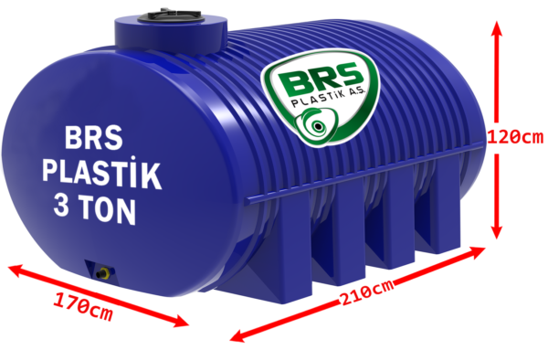 3 Tonluk Yatay Plastik Su Deposu